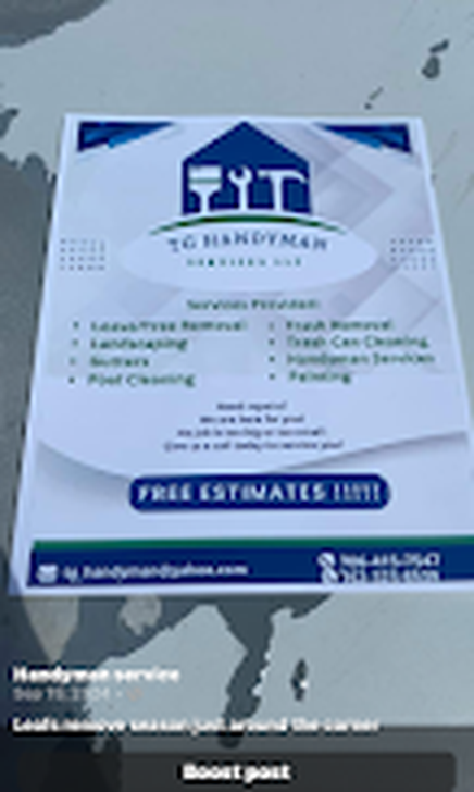 TG Handyman Services business card